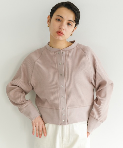 koe（コエ）の「ショート丈リブカーディガン*（カーディガン/ボレロ・レディース・グレー/レッド/グリーン/モカ・M）」の3枚目の写真