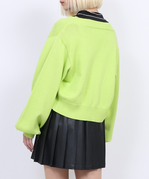 PUNYUS（プニュズ）の「クロップドニットカーディガン（カーディガン/ボレロ・レディース・ブラック/パープル/ピンク/ライム・1/2/4/3）」の10枚目の写真