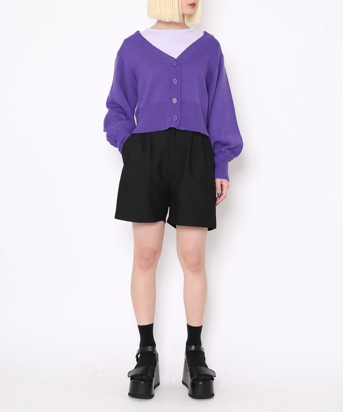 PUNYUS（プニュズ）の「クロップドニットカーディガン（カーディガン/ボレロ・レディース・ブラック/パープル/ピンク/ライム・1/2/4/3）」の15枚目の写真