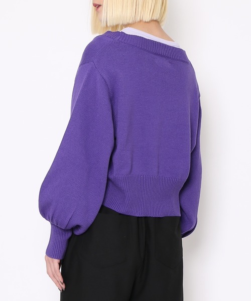 PUNYUS（プニュズ）の「クロップドニットカーディガン（カーディガン/ボレロ・レディース・ブラック/パープル/ピンク/ライム・1/2/4/3）」の16枚目の写真