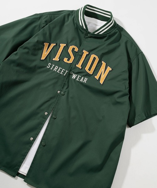 VISION STREET WEAR（ヴィジョンストリートウェア）の「【VISION STREET  WEAR/ヴィジョンストリートウェア】 カレッジワッペン スタジアムロゴシャツ/ベースボールシャツ/半袖シャツ（シャツ/ブラウス・レディース・チャコールグレー/ネイビー/グリーン/アイボリー/マスタード/ホワイト系その他・M/L/XL）」の4枚目の写真