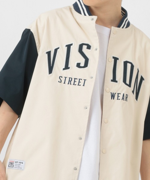 VISION STREET WEAR（ヴィジョンストリートウェア）の「【VISION STREET  WEAR/ヴィジョンストリートウェア】 カレッジワッペン スタジアムロゴシャツ/ベースボールシャツ/半袖シャツ（シャツ/ブラウス・レディース・チャコールグレー/ネイビー/グリーン/アイボリー/マスタード/ホワイト系その他・M/L/XL）」の15枚目の写真