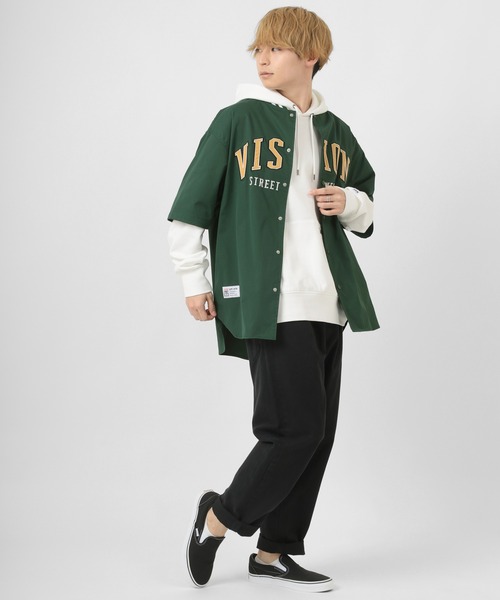 VISION STREET WEAR（ヴィジョンストリートウェア）の「【VISION STREET  WEAR/ヴィジョンストリートウェア】 カレッジワッペン スタジアムロゴシャツ/ベースボールシャツ/半袖シャツ（シャツ/ブラウス・レディース・チャコールグレー/ネイビー/グリーン/アイボリー/マスタード/ホワイト系その他・M/L/XL）」の22枚目の写真