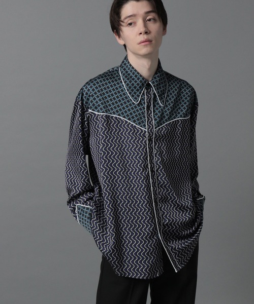 HARE(ハレ)の「ジオメトリックウエスタンシャツ(HARE)(シャツ/ブラウス・メンズ・ブルー/グリーン・SMALL/MEDIUM)」の1枚目の写真