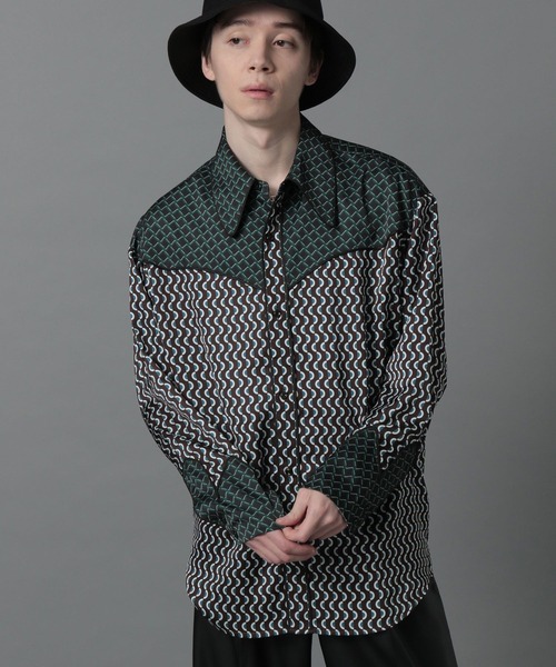 HARE(ハレ)の「ジオメトリックウエスタンシャツ(HARE)(シャツ/ブラウス・メンズ・ブルー/グリーン・SMALL/MEDIUM)」の5枚目の写真