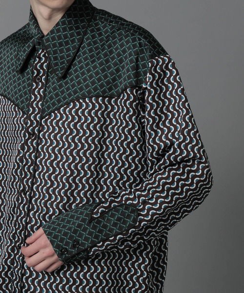HARE(ハレ)の「ジオメトリックウエスタンシャツ(HARE)(シャツ/ブラウス・メンズ・ブルー/グリーン・SMALL/MEDIUM)」の14枚目の写真