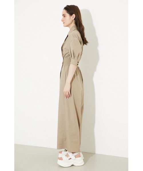 rienda(リエンダ)の「テーラーカラーフレアロンパース(サロペット/オーバーオール・レディース・カーキ/ベージュ/ブラック・MEDIUM/SMALL)」の8枚目の写真