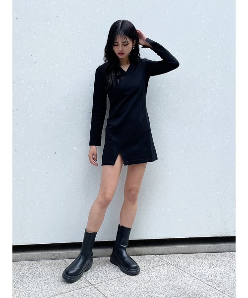 ENVYM（アンビー）の「ポロミニＯＰ（ワンピース・レディース・ブラック/ベージュ・FREE）」の7枚目の写真