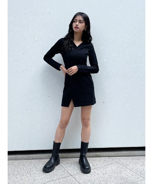 ENVYM（アンビー）の「ポロミニＯＰ（ワンピース・レディース・ブラック/ベージュ・FREE）」の8枚目の写真