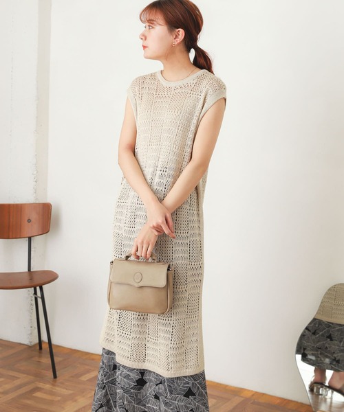 SENSE OF PLACE by URBAN RESEARCH（センスオブプレイスバイアーバンリサーチ）の「ブロックニットロングベスト（ベスト・レディース・ベージュ/オレンジ/アイボリー・ONE）」の7枚目の写真