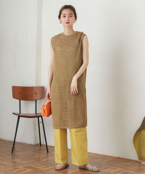 SENSE OF PLACE by URBAN RESEARCH（センスオブプレイスバイアーバンリサーチ）の「ブロックニットロングベスト（ベスト・レディース・ベージュ/オレンジ/アイボリー・ONE）」の19枚目の写真