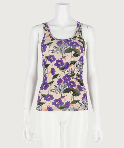 G.V.G.V.（ジーヴィージーヴィー）の「FLORAL TANK TOP（タンクトップ・レディース・ベージュ/グリーン・ONE SIZE）」の4枚目の写真