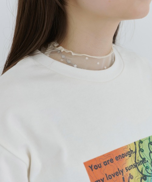 TINA JOJUN Tシャツ&チュールセット割引販売 クリアボタン ヘンリーネックカットソー TINA：JOJUN（Tシャツ