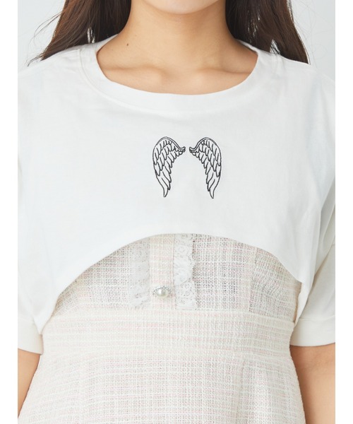 Ank Rouge(アンクルージュ)の「エンジェルクロップド丈ゆるTE(Tシャツ/カットソー・レディース・ピンク/ホワイト/ブラック・M)」の5枚目の写真