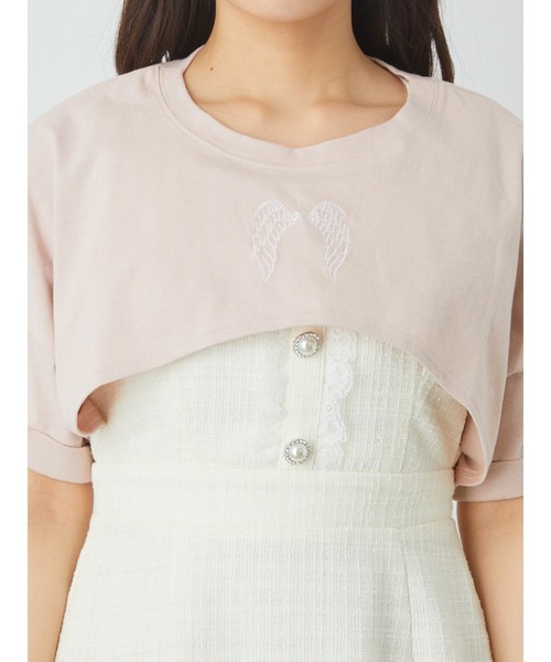 Ank Rouge(アンクルージュ)の「エンジェルクロップド丈ゆるTE(Tシャツ/カットソー・レディース・ピンク/ホワイト/ブラック・M)」の6枚目の写真