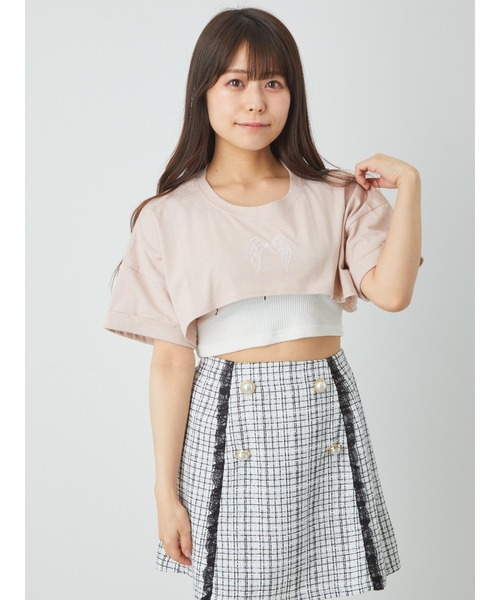 Ank Rouge(アンクルージュ)の「エンジェルクロップド丈ゆるTE(Tシャツ/カットソー・レディース・ピンク/ホワイト/ブラック・M)」の11枚目の写真