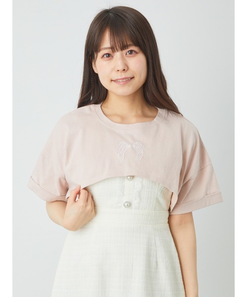 Ank Rouge(アンクルージュ)の「エンジェルクロップド丈ゆるTE(Tシャツ/カットソー・レディース・ピンク/ホワイト/ブラック・M)」の14枚目の写真