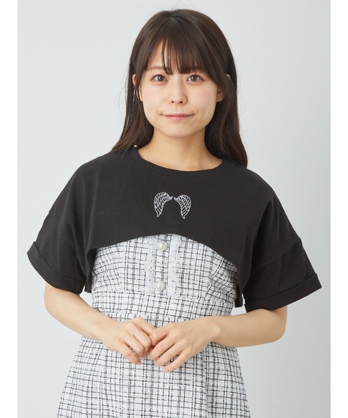 Ank Rouge(アンクルージュ)の「エンジェルクロップド丈ゆるTE(Tシャツ/カットソー・レディース・ピンク/ホワイト/ブラック・M)」の15枚目の写真