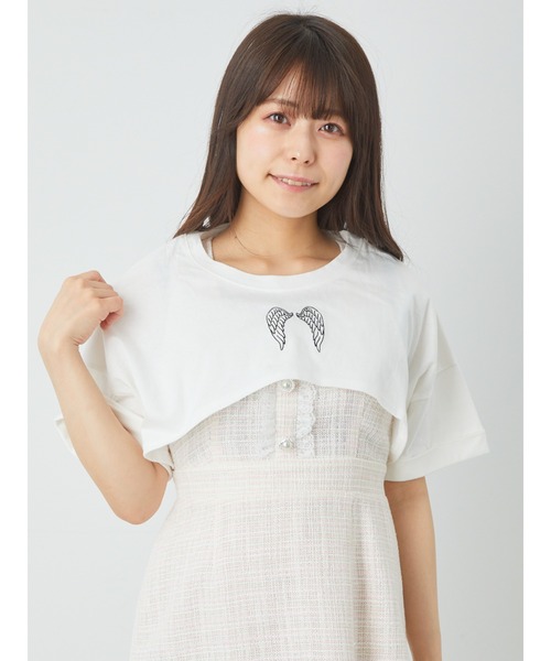 Ank Rouge(アンクルージュ)の「エンジェルクロップド丈ゆるTE(Tシャツ/カットソー・レディース・ピンク/ホワイト/ブラック・M)」の16枚目の写真