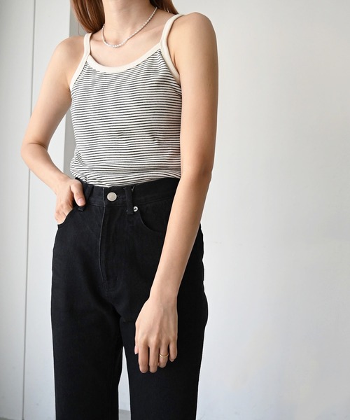 CANAL JEAN（キャナルジーン）の「El mar　細ボーダーキャミソール（キャミソール・レディース・ブラック/アイボリー・ONE SIZE）」の6枚目の写真
