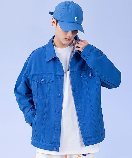 INTERPLAY(インタープレイ)の「【INTERPLAY】ベーシックカラールーズツイルジャケット(デニムジャケット・メンズ・ブルー/ブラック/ホワイト/グリーン・FREE)」の1枚目の写真