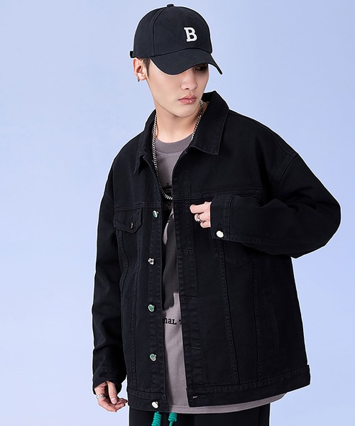 INTERPLAY(インタープレイ)の「【INTERPLAY】ベーシックカラールーズツイルジャケット(デニムジャケット・メンズ・ブルー/ブラック/ホワイト/グリーン・FREE)」の3枚目の写真