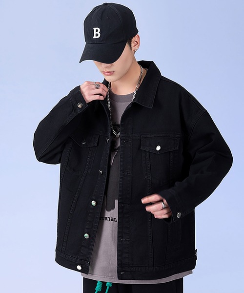 INTERPLAY(インタープレイ)の「【INTERPLAY】ベーシックカラールーズツイルジャケット(デニムジャケット・メンズ・ブルー/ブラック/ホワイト/グリーン・FREE)」の7枚目の写真