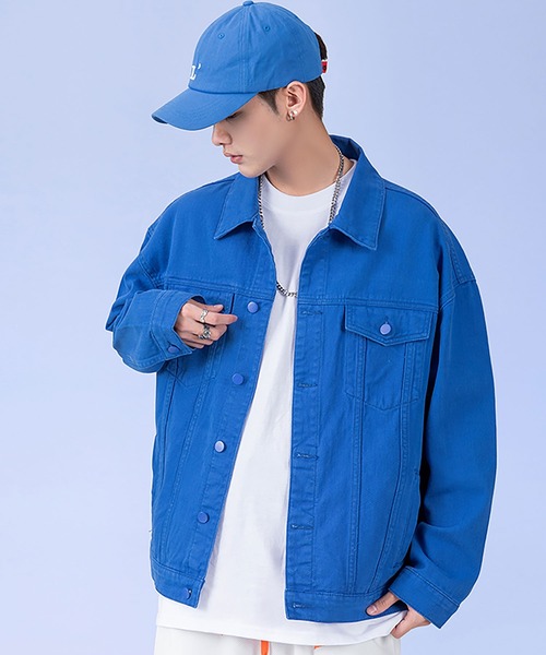 INTERPLAY(インタープレイ)の「【INTERPLAY】ベーシックカラールーズツイルジャケット(デニムジャケット・メンズ・ブルー/ブラック/ホワイト/グリーン・FREE)」の10枚目の写真