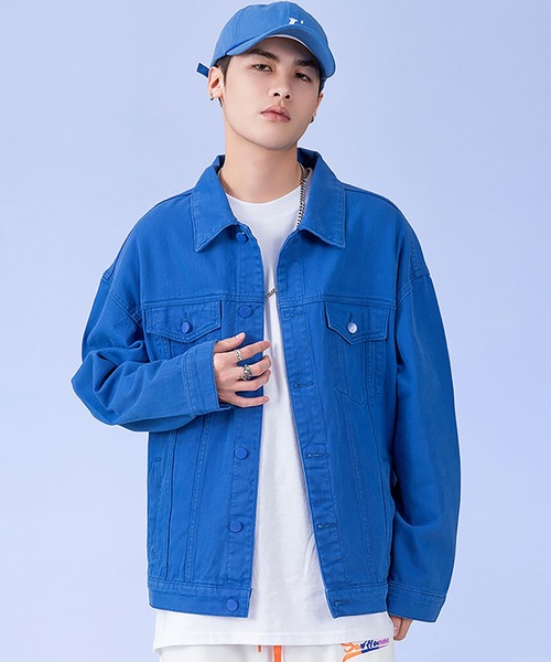 INTERPLAY(インタープレイ)の「【INTERPLAY】ベーシックカラールーズツイルジャケット(デニムジャケット・メンズ・ブルー/ブラック/ホワイト/グリーン・FREE)」の11枚目の写真