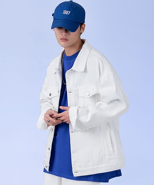 INTERPLAY(インタープレイ)の「【INTERPLAY】ベーシックカラールーズツイルジャケット(デニムジャケット・メンズ・ブルー/ブラック/ホワイト/グリーン・FREE)」の13枚目の写真