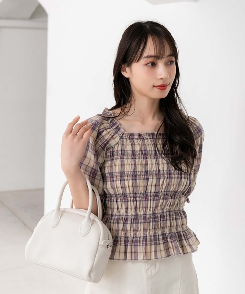 fifth（フィフス）の「チェックシャーリングチュニック（シャツ/ブラウス・レディース・パープル/グリーン・M）」の14枚目の写真