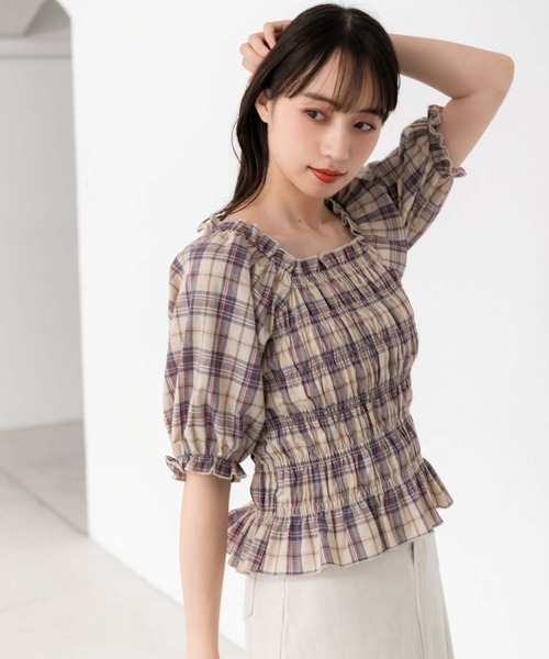 fifth（フィフス）の「チェックシャーリングチュニック（シャツ/ブラウス・レディース・パープル/グリーン・M）」の17枚目の写真