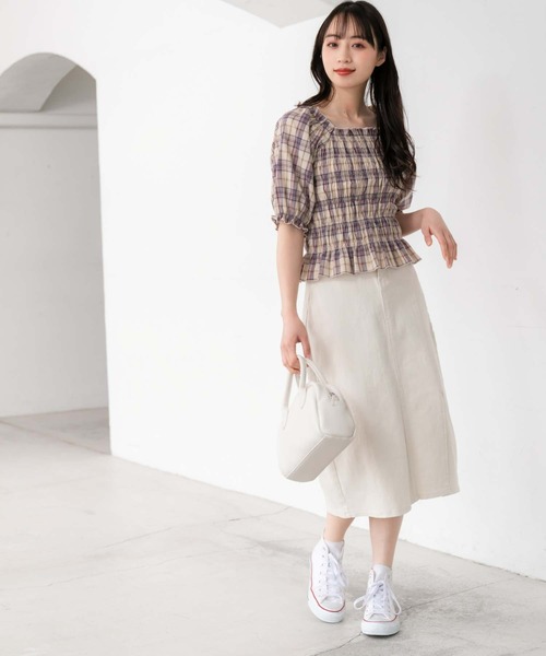 fifth（フィフス）の「チェックシャーリングチュニック（シャツ/ブラウス・レディース・パープル/グリーン・M）」の20枚目の写真