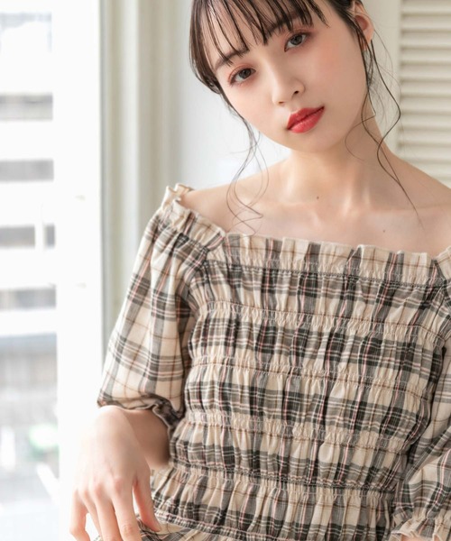 fifth（フィフス）の「チェックシャーリングチュニック（シャツ/ブラウス・レディース・パープル/グリーン・M）」の4枚目の写真