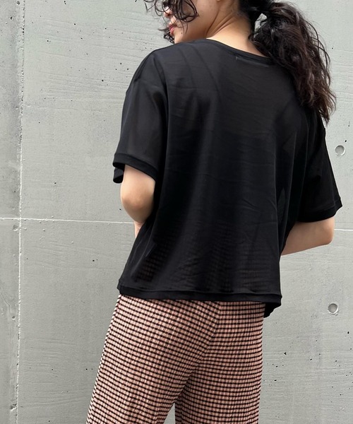 AS KNOW AS plus（アズノゥアズプラス）の「●パワーメッシュカラーTシャツ（Tシャツ/カットソー・レディース・キナリ/ブラック/グリーン/レモンイエロー/ライトピンク・FREE）」の2枚目の写真