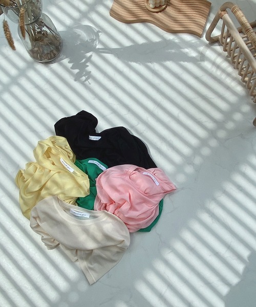 AS KNOW AS plus（アズノゥアズプラス）の「●パワーメッシュカラーTシャツ（Tシャツ/カットソー・レディース・キナリ/ブラック/グリーン/レモンイエロー/ライトピンク・FREE）」の14枚目の写真