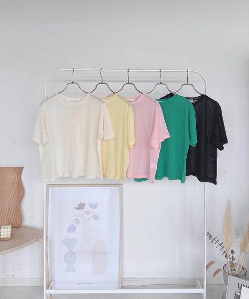 AS KNOW AS plus（アズノゥアズプラス）の「●パワーメッシュカラーTシャツ（Tシャツ/カットソー・レディース・キナリ/ブラック/グリーン/レモンイエロー/ライトピンク・FREE）」の22枚目の写真