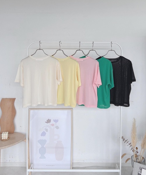 AS KNOW AS plus（アズノゥアズプラス）の「●パワーメッシュカラーTシャツ（Tシャツ/カットソー・レディース・キナリ/ブラック/グリーン/レモンイエロー/ライトピンク・FREE）」の19枚目の写真