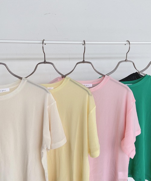 AS KNOW AS plus（アズノゥアズプラス）の「●パワーメッシュカラーTシャツ（Tシャツ/カットソー・レディース・キナリ/ブラック/グリーン/レモンイエロー/ライトピンク・FREE）」の11枚目の写真