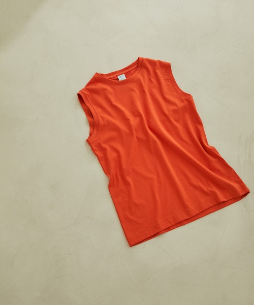 gicipi（ジチピ）の「【gicipi（ジチピ）】SMERALDO（ズメラールド）クルーネックノースリーブTシャツ（Tシャツ/カットソー・レディース・ベージュ/オレンジ/ホワイト・1）」の3枚目の写真