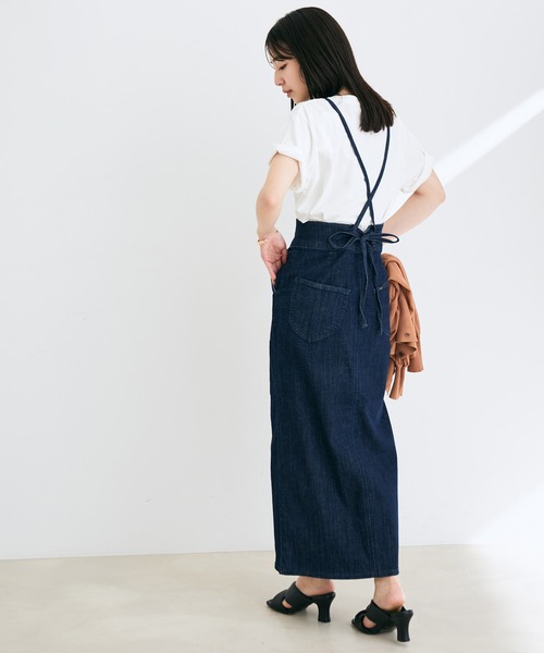 VIS（ビス）の「【Lee別注】サスペンダー付きデニムタイトスカート（デニムスカート・レディース・ネイビー/グレー系その他・S/M）」の4枚目の写真