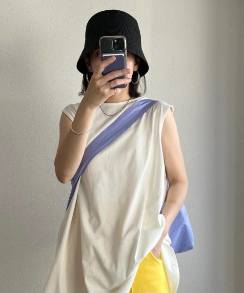 wee9s（ウィークス）の「2way wide shoulder tote bag / ツーウェイワイドショルダートートバッグ（トートバッグ・レディース・ブラック/パープル/グリーン/アイボリー・FREE）」の15枚目の写真