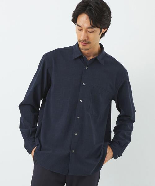 green label relaxing（グリーンレーベルリラクシング）の「A+ TW/PU サッカー リラックス シャツ -ウォッシャブル・ストレッチ・防シワ-（シャツ/ブラウス・メンズ・モカ/ネイビー/ダークグレー・L/M/S/XL）」の3枚目の写真