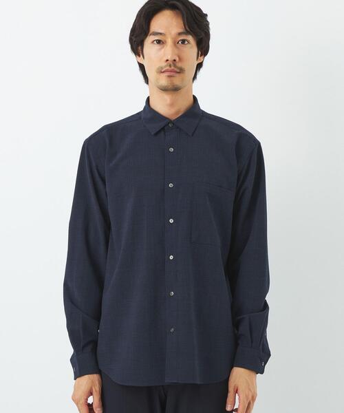 green label relaxing（グリーンレーベルリラクシング）の「A+ TW/PU サッカー リラックス シャツ -ウォッシャブル・ストレッチ・防シワ-（シャツ/ブラウス・メンズ・モカ/ネイビー/ダークグレー・L/M/S/XL）」の4枚目の写真