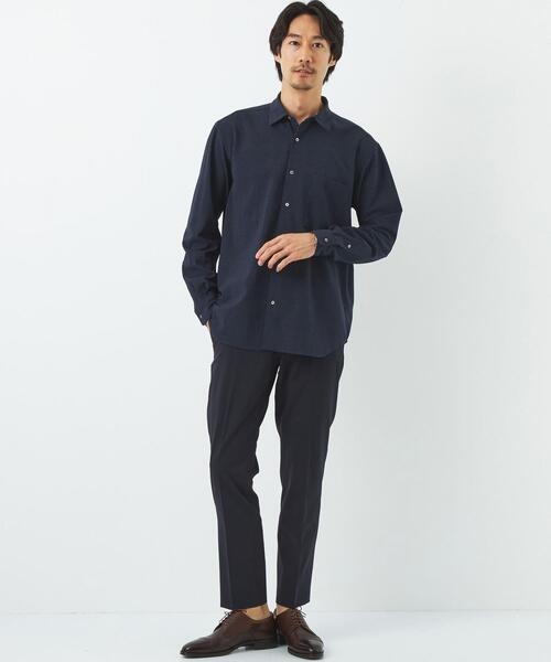 green label relaxing（グリーンレーベルリラクシング）の「A+ TW/PU サッカー リラックス シャツ -ウォッシャブル・ストレッチ・防シワ-（シャツ/ブラウス・メンズ・モカ/ネイビー/ダークグレー・L/M/S/XL）」の7枚目の写真