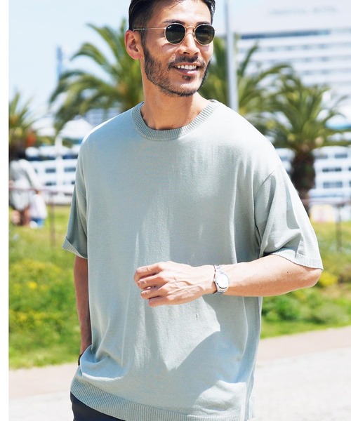 jiggys shop（ジギーズショップ）の「ドライタッチサマーニットTシャツ（Tシャツ/カットソー・メンズ・グレー系その他/オフホワイト/ブルーグリーン/ホワイト系その他/ブラック/ライトグレー/ネイビー/グリーン/ブルー系その他/ブルー系その他2・LARGE/X-LARGE/MEDIUM）」の9枚目の写真