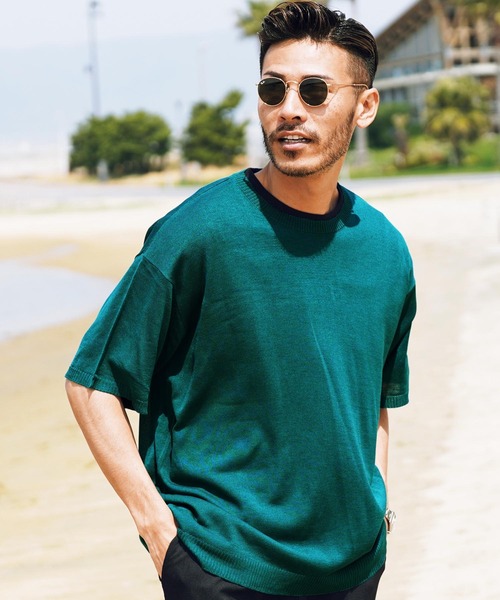 jiggys shop（ジギーズショップ）の「ドライタッチサマーニットTシャツ（Tシャツ/カットソー・メンズ・グレー系その他/オフホワイト/ブルーグリーン/ホワイト系その他/ブラック/ライトグレー/ネイビー/グリーン/ブルー系その他/ブルー系その他2・LARGE/X-LARGE/MEDIUM）」の6枚目の写真