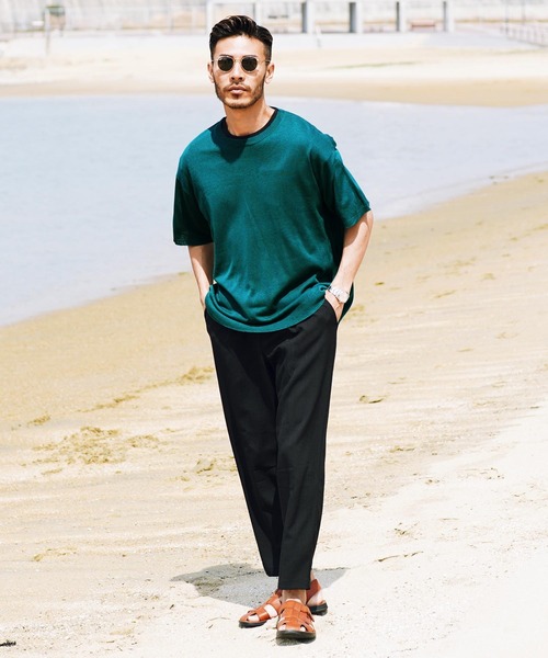 jiggys shop（ジギーズショップ）の「ドライタッチサマーニットTシャツ（Tシャツ/カットソー・メンズ・グレー系その他/オフホワイト/ブルーグリーン/ホワイト系その他/ブラック/ライトグレー/ネイビー/グリーン/ブルー系その他/ブルー系その他2・LARGE/X-LARGE/MEDIUM）」の14枚目の写真