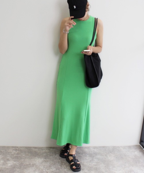 MLI'A(エムリア)の「アメスリマーメイド/リブワンピース(ワンピース・レディース・ブラック/ライトグリーン/ライトベージュ・M)」の3枚目の写真