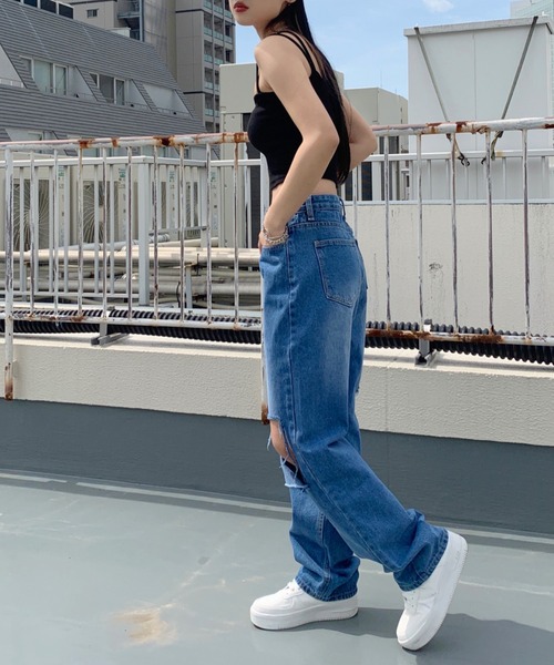 LVEU.（ラブユ.）の「Damage straight denims / ダメージストレートデニム（デニムパンツ・レディース・ブルー・FREE）」の18枚目の写真